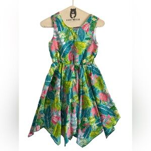 Tommy Bahama Sleeveless Asymmetrical Hem Lined  Back Cut Out Button Dress Sz 3T